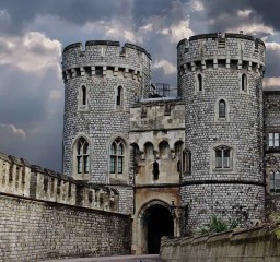 aged architectural design castle clouds
